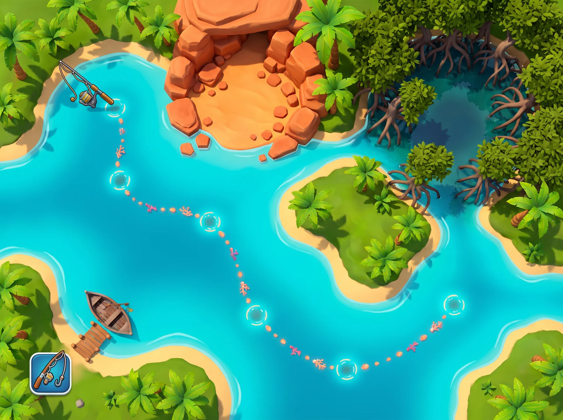 Decorative fictional island route map