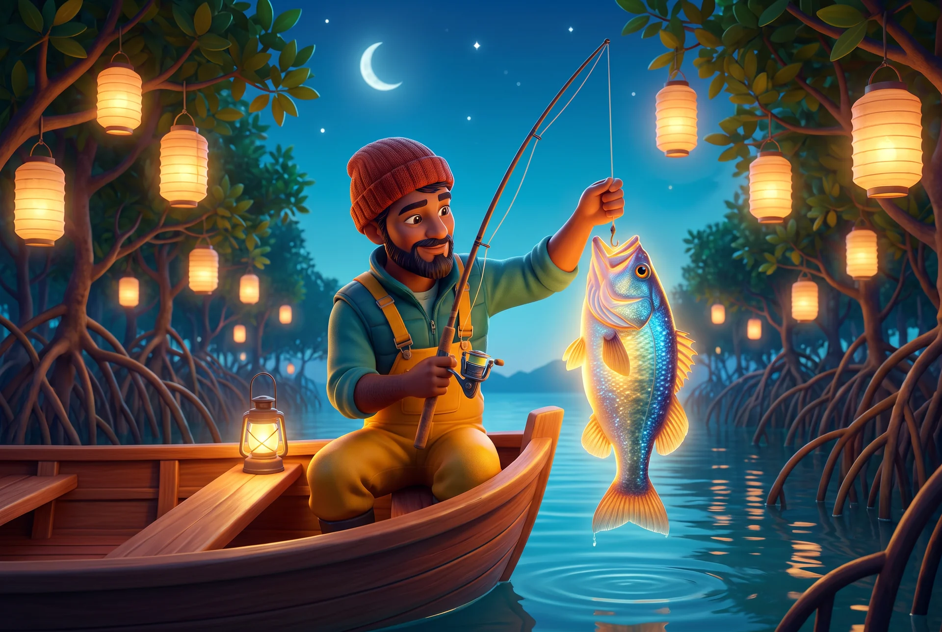 Stylised fictional scene for The Lanternfin That Kept the Light