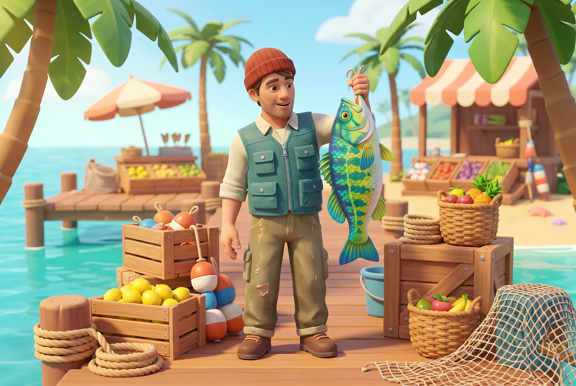 Stylised fictional scene for Market Day, One Honest Catch